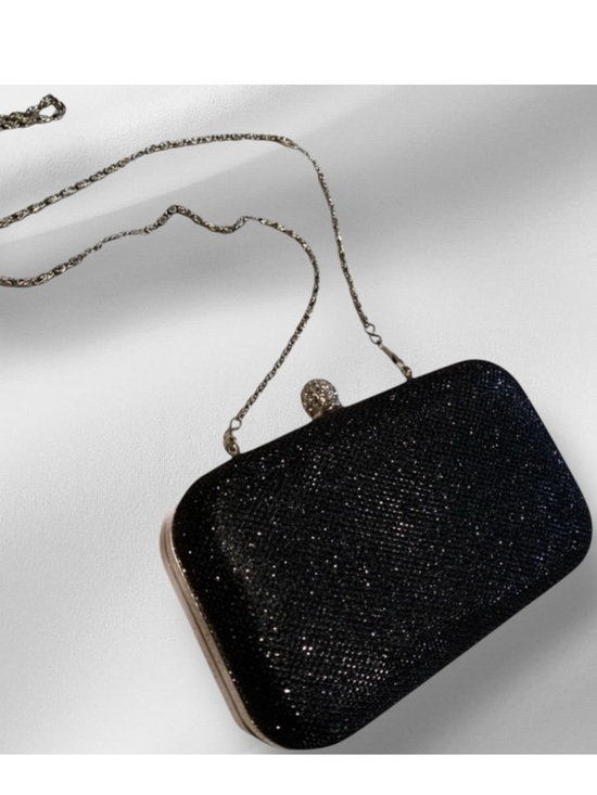 Handbags - Black evening bag shimmery from clutch to shoulder bag